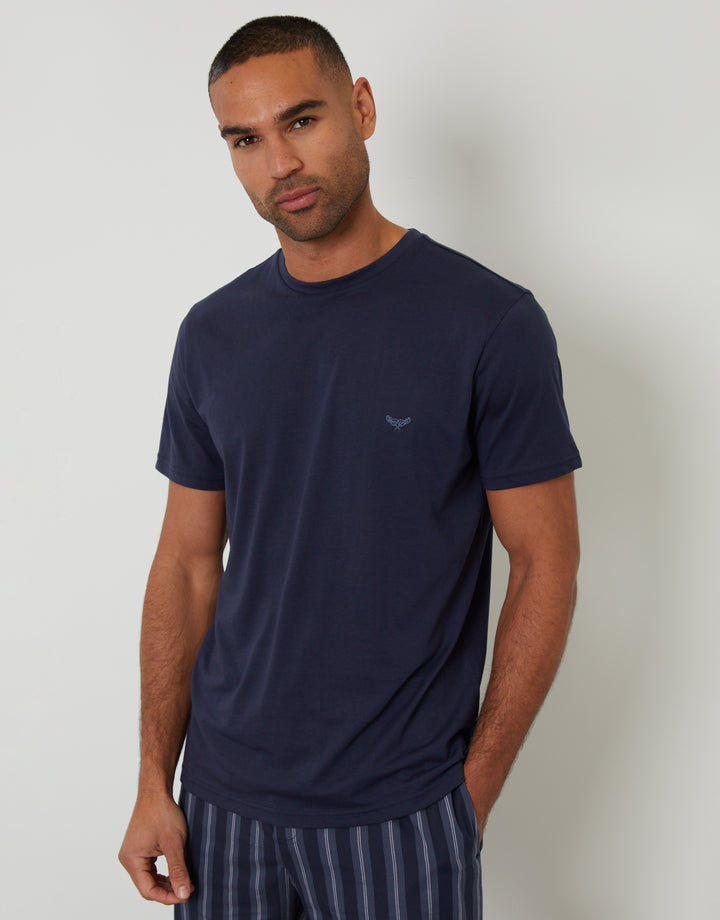Navy Stripe T-Shirt & Bottoms Pyjama Set