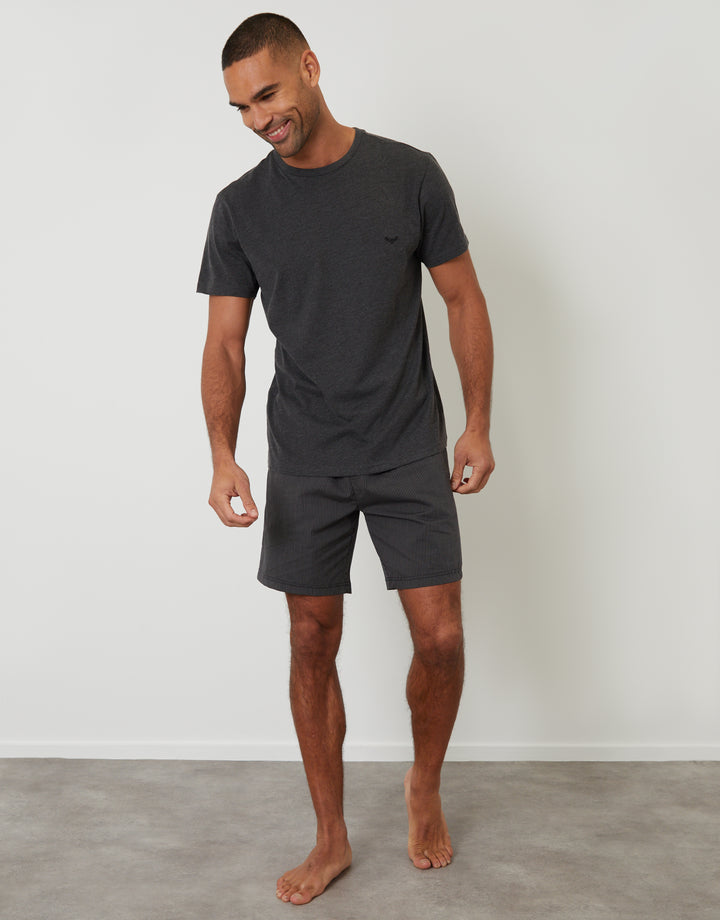 Charcoal Grey Stripe T-Shirt & Shorts Pyjama Set