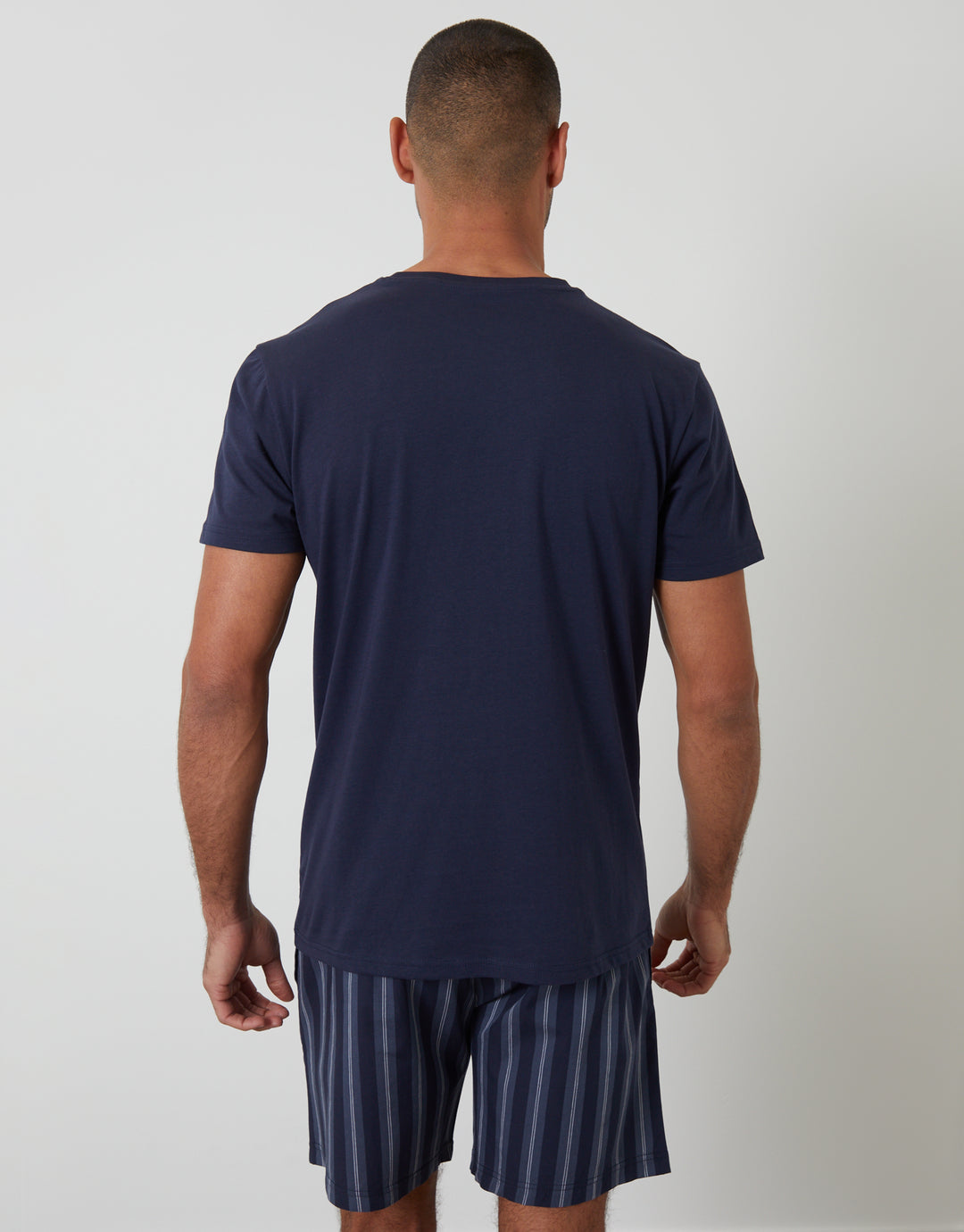 Navy Stripe T-Shirt & Shorts Pyjama Set