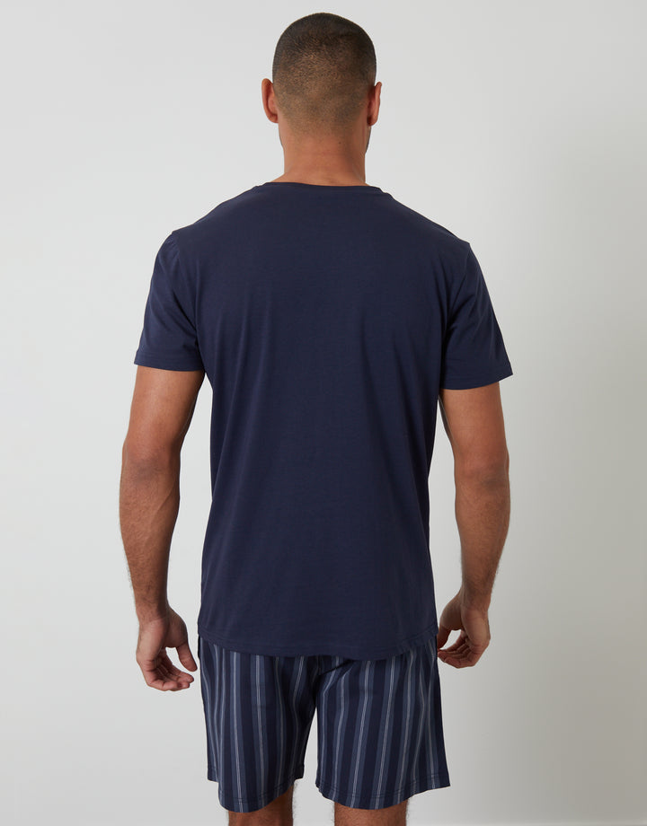 Navy Stripe T-Shirt & Shorts Pyjama Set