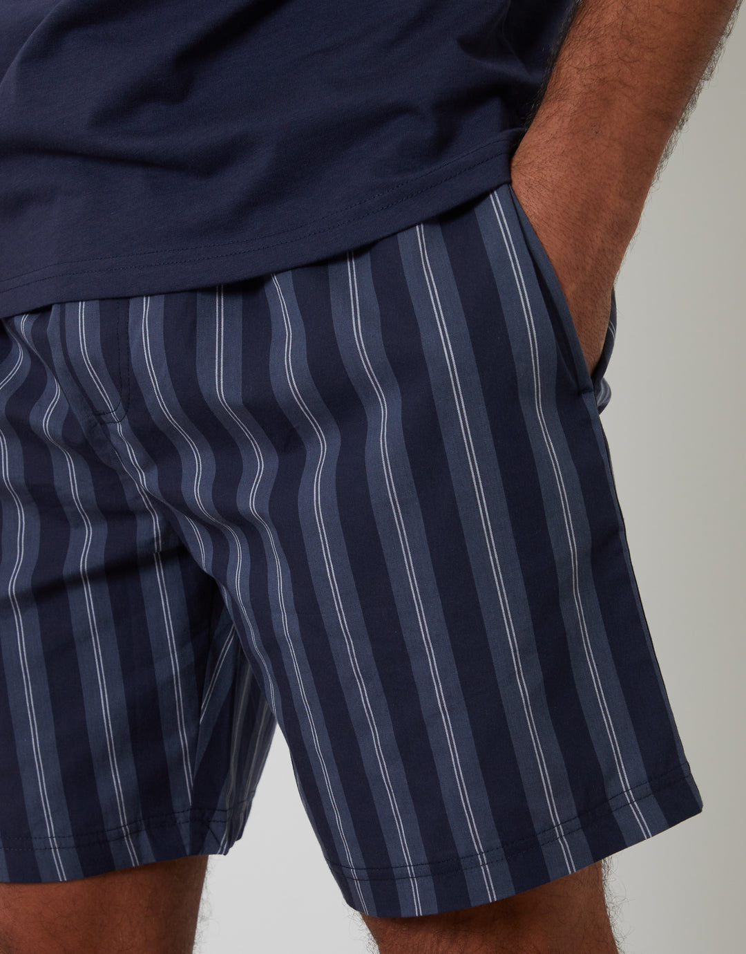 Navy Stripe T-Shirt & Shorts Pyjama Set