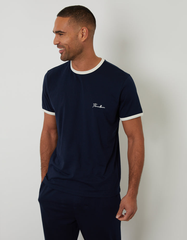 Navy Contrast Binding Lounge Set