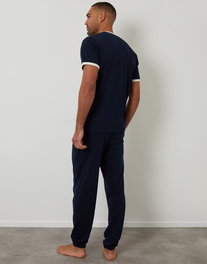 Navy Contrast Binding Lounge Set