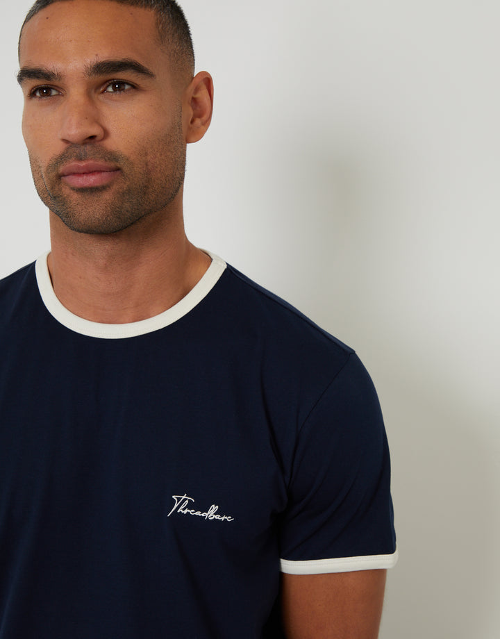 Navy Contrast Binding Lounge Set