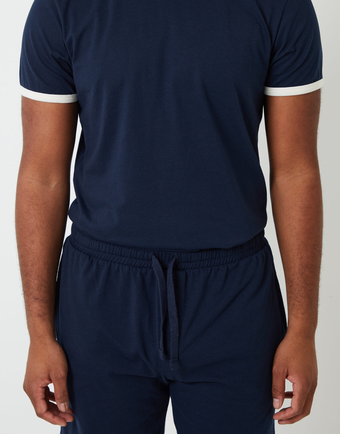 Navy Contrast Binding Short Lounge Set