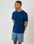 T-Shirt & Shorts Pyjama Set in Blue Check