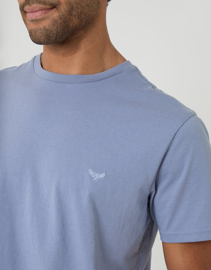 Threadbare Pyjama T-Shirt & Shorts Set in Light Blue Stripe - front view close up