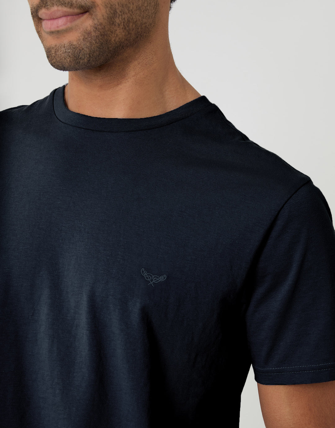 Threadbare Pyjama T-Shirt & Shorts Set in Navy - close up