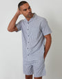 Light Blue Stripe Short Sleeve Shirt & Shorts Pyjama Set