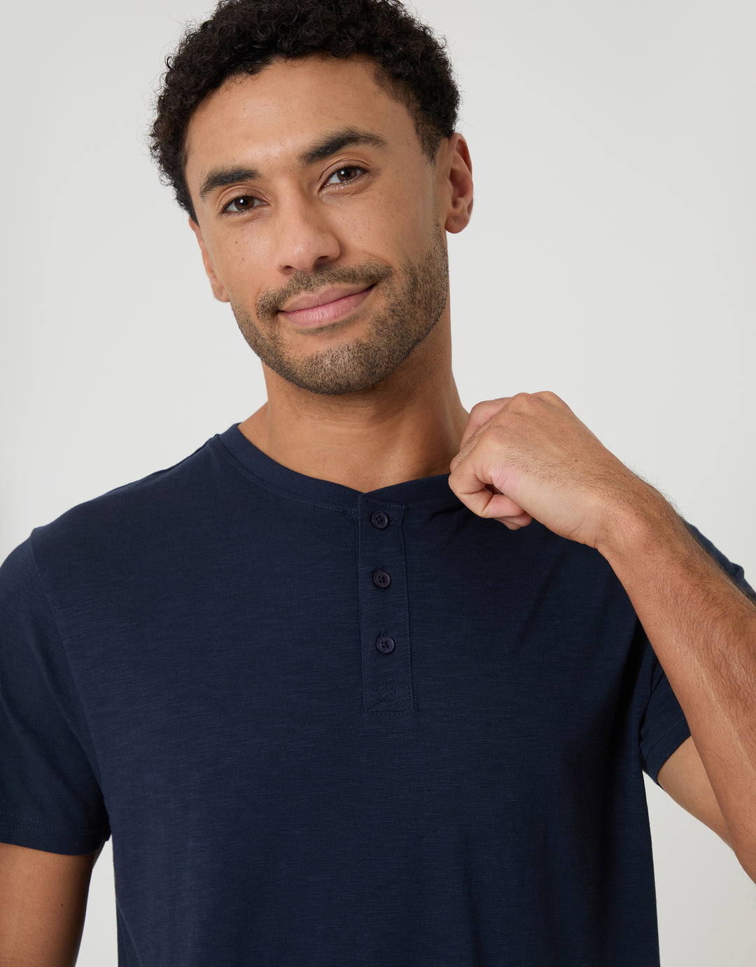 Navy Grandad Top & Shorts Pyjama Set