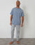 Denim Blue & Ecru Stripe T-Shirt & Bottoms Pyjama Set