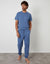 Denim Blue Peached Cotton Pyjama Set (2-Piece Set)