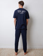 Navy Peached Cotton Graphic Lounge Set (2-Piece Set)