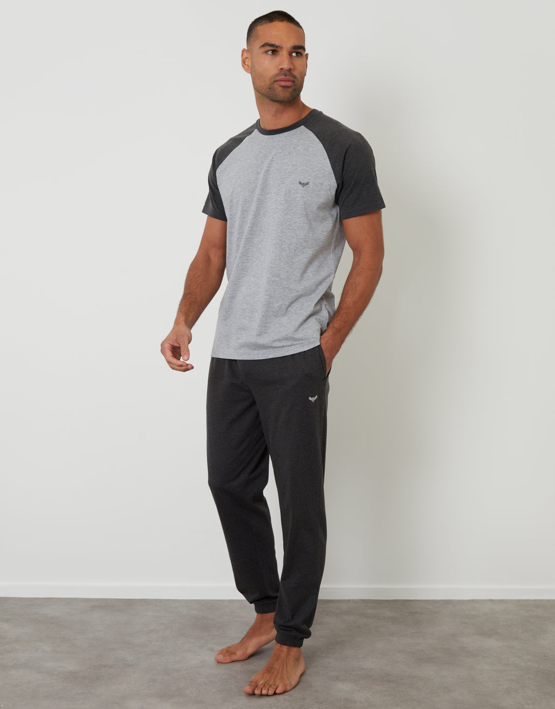 Grey Raglan Short Sleeve Lounge Set