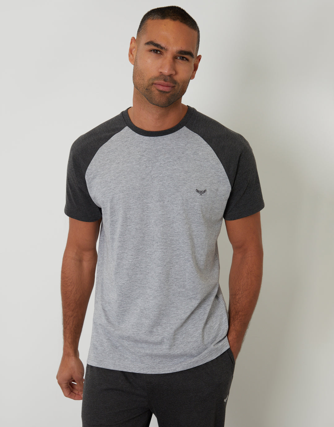 Grey Raglan Short Sleeve Lounge Set