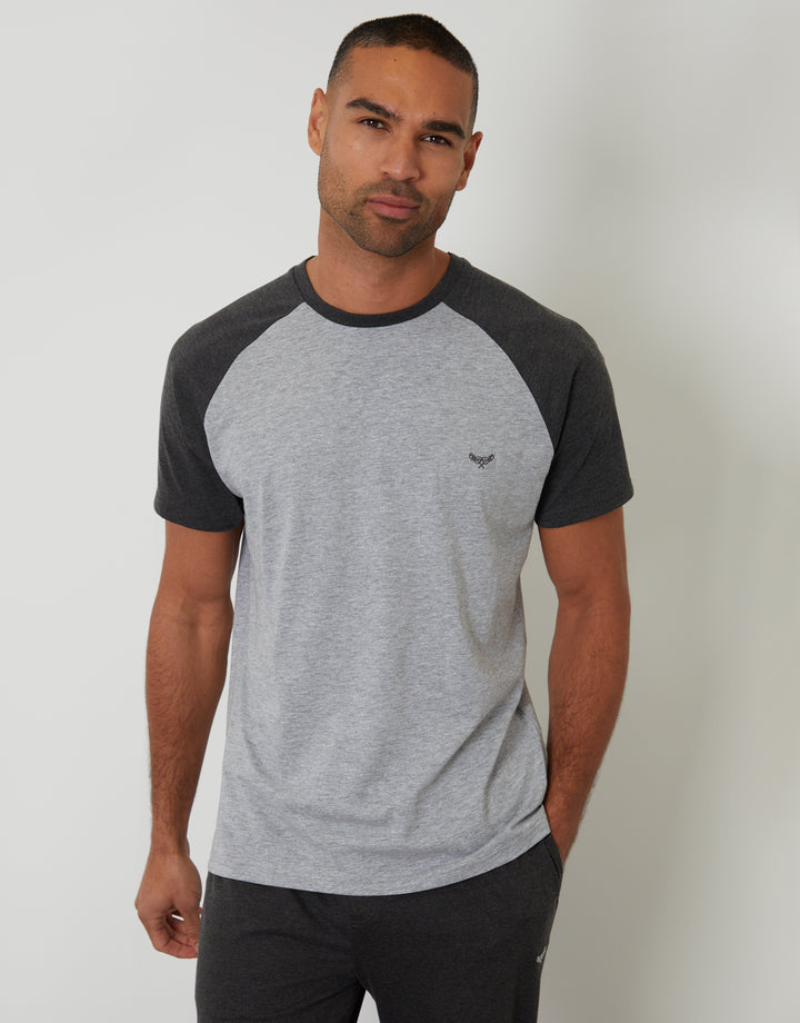 Grey Raglan Short Sleeve Lounge Set