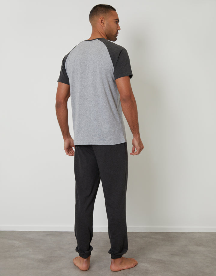 Grey Raglan Short Sleeve Lounge Set