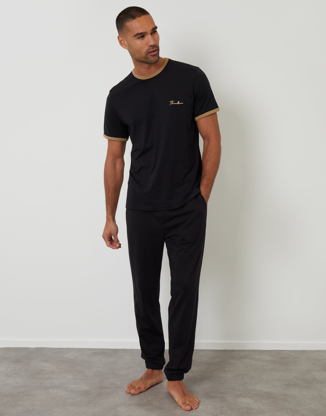 Black Contrast Binding Lounge Set