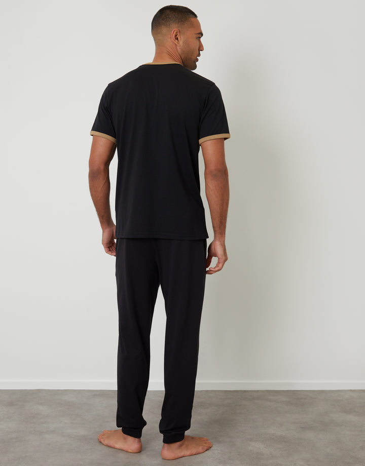 Black Contrast Binding Lounge Set