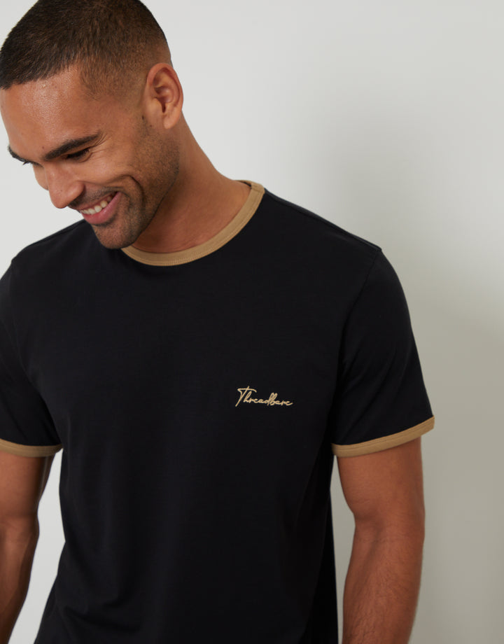 Black Contrast Binding Lounge Set