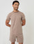 Contrast Binding Short Lounge Set in Beige