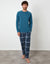 Teal Green & Navy Check Long Pyjama Sweatshirt & Pants (2-Piece Set)