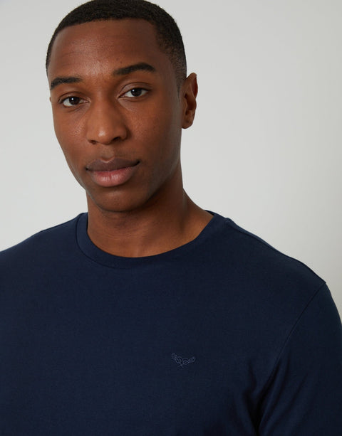 Threadbare Pyjama Set in Navy Check - front view close up