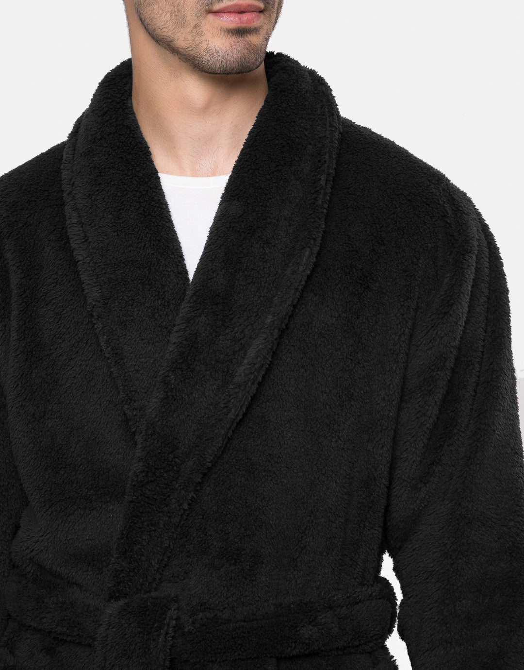 Threadbare Men's Black Borg Dressing Gown