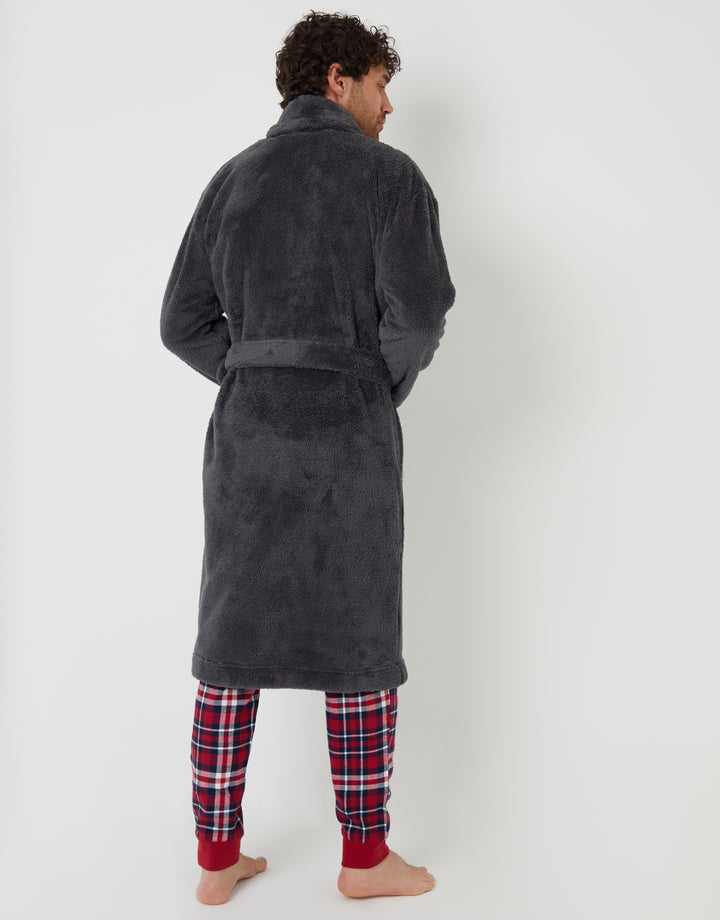 Charcoal Grey Borg Dressing Gown