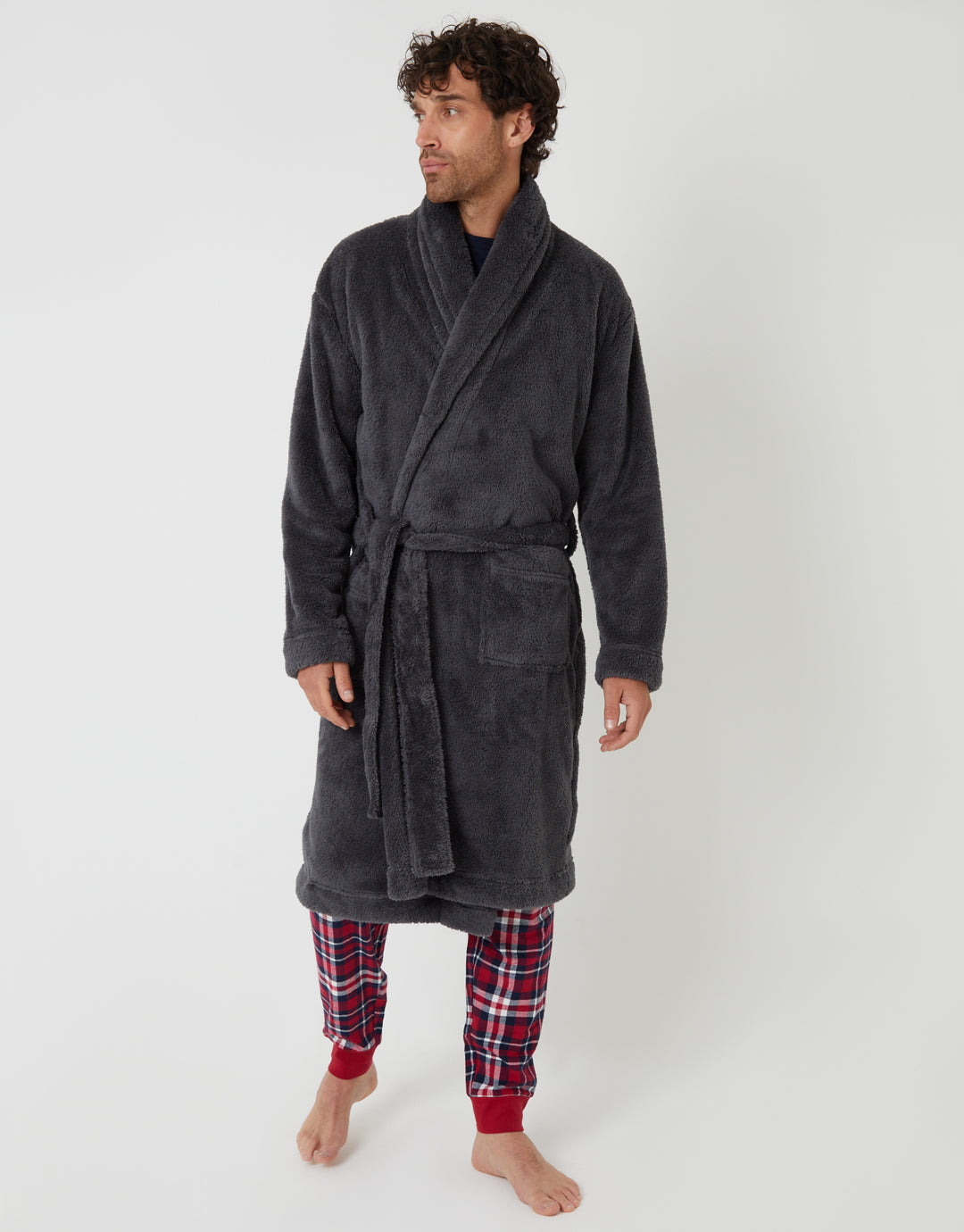 Charcoal Grey Borg Dressing Gown