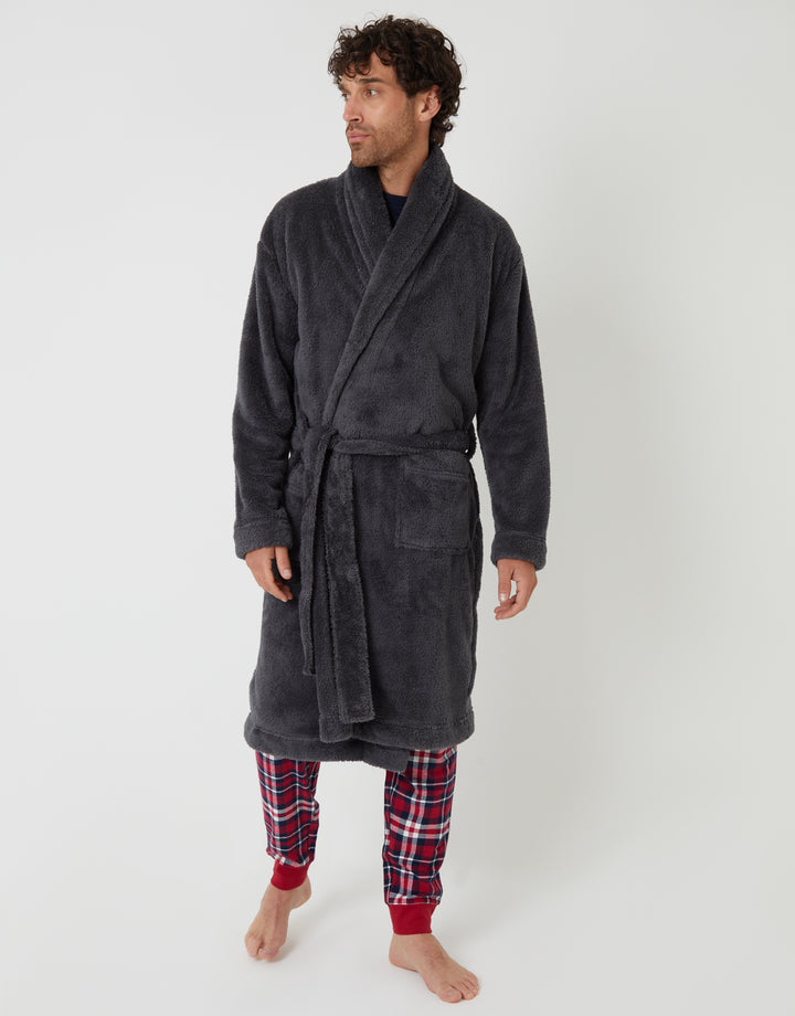 Charcoal Grey Borg Dressing Gown