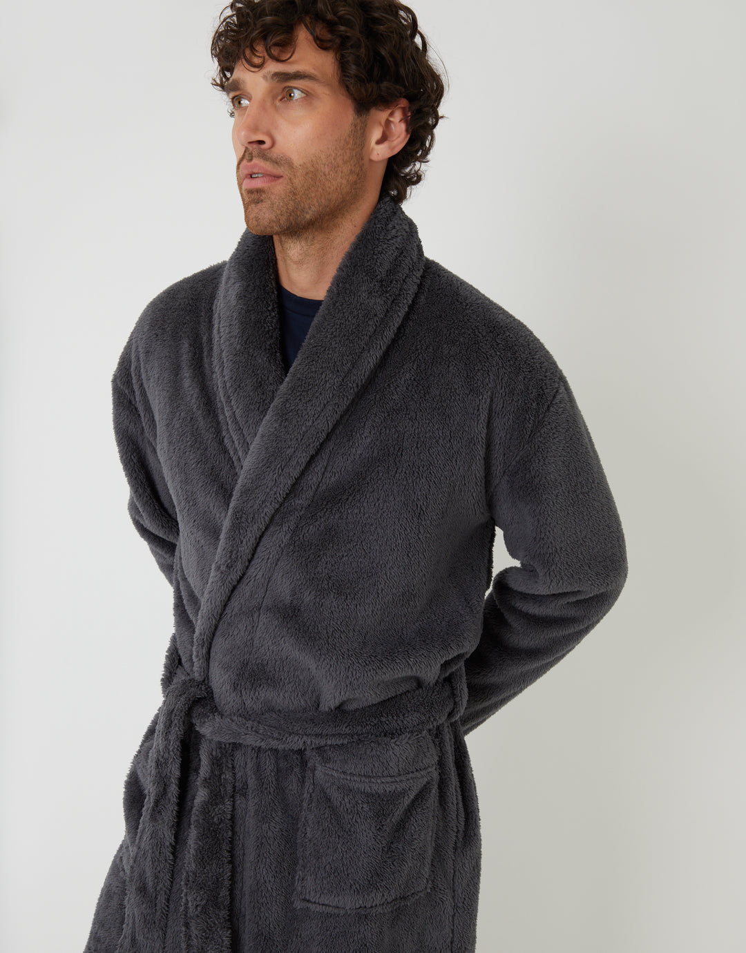 Charcoal Grey Borg Dressing Gown