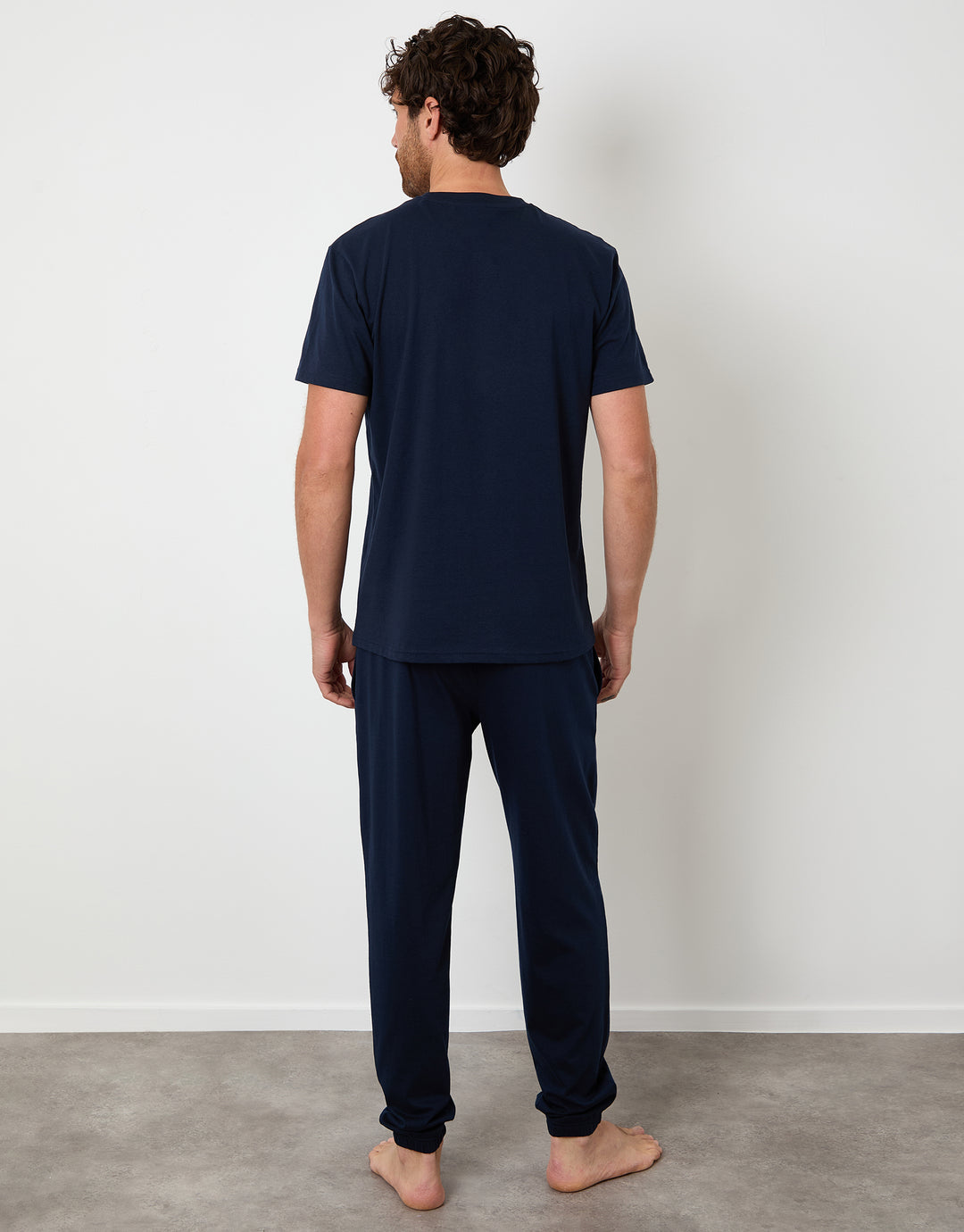 Navy Embroidered Short Sleeve Pyjamas (2-Piece Set)