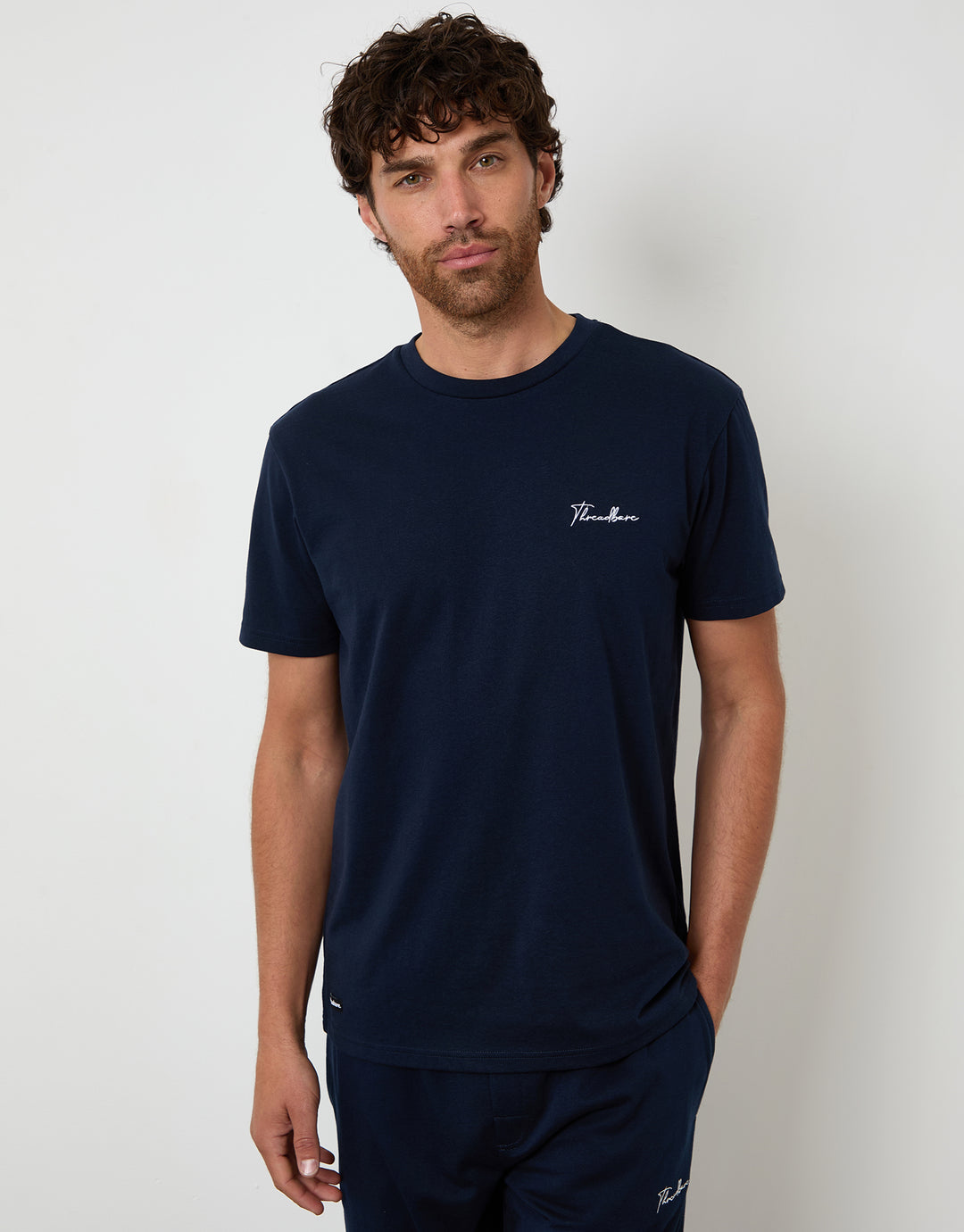 Navy Embroidered Short Sleeve Pyjamas (2-Piece Set)