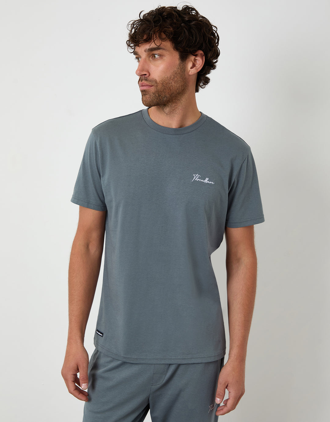 Grey Embroidered Short Sleeve Pyjamas (2-Piece Set)