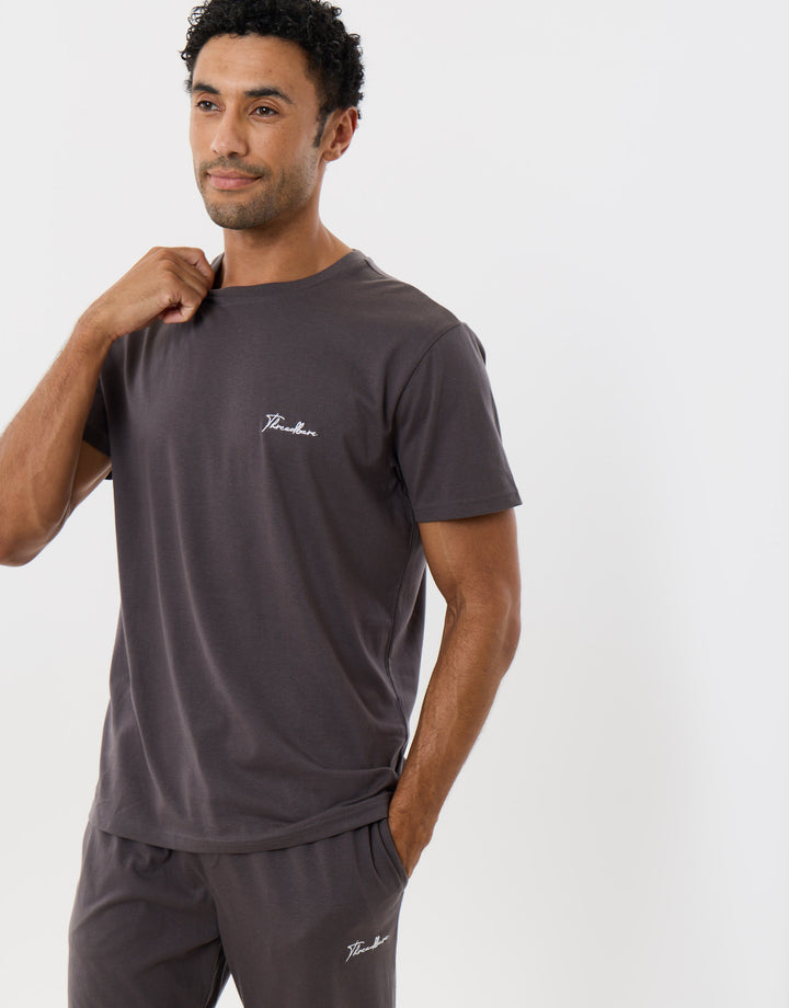 T-Shirt & Cuffed Joggers Lounge Set in Slate Grey