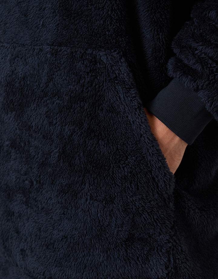 Navy Oversized Borg Lounge Hoodie