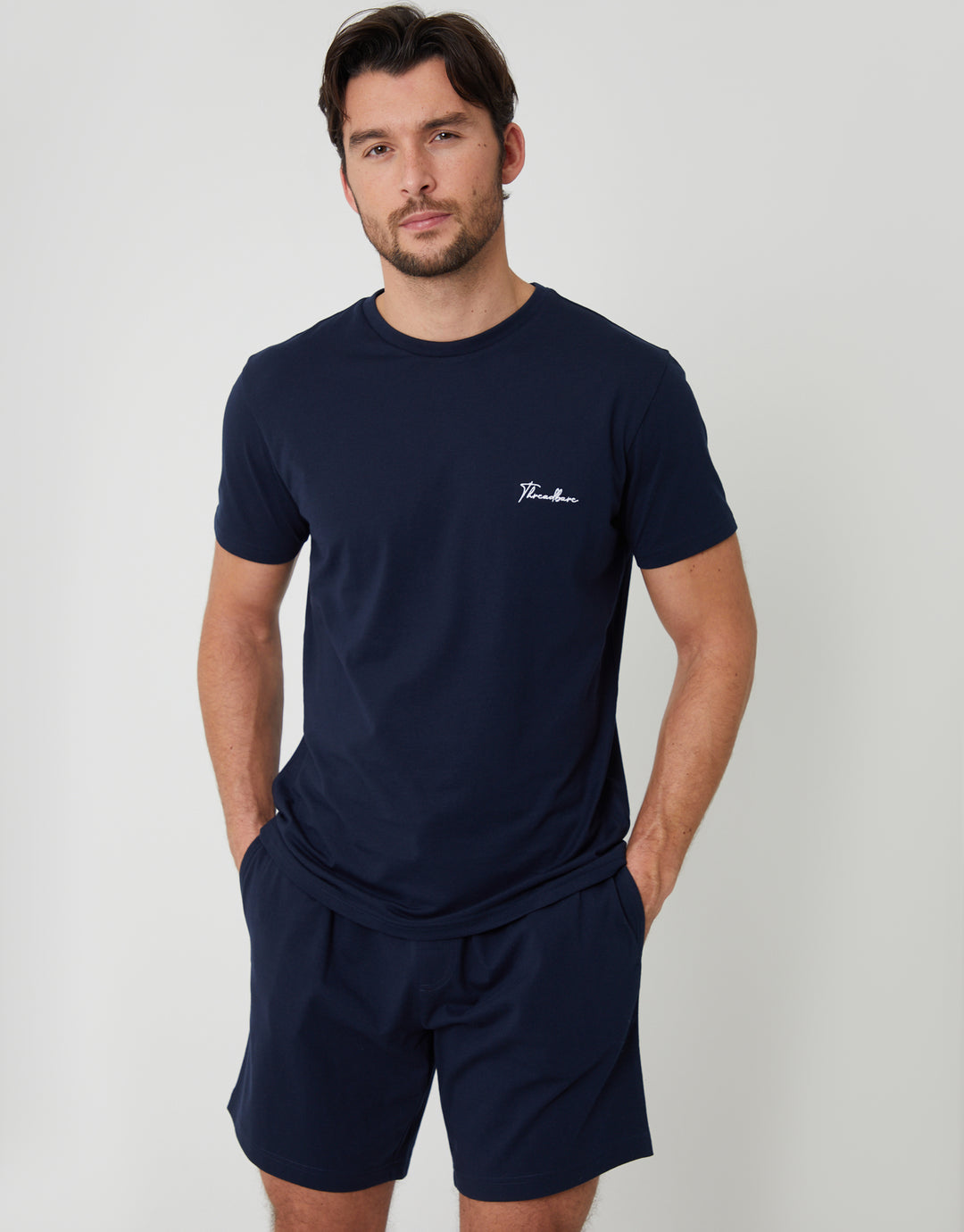 Navy Script Logo Short Lounge Set