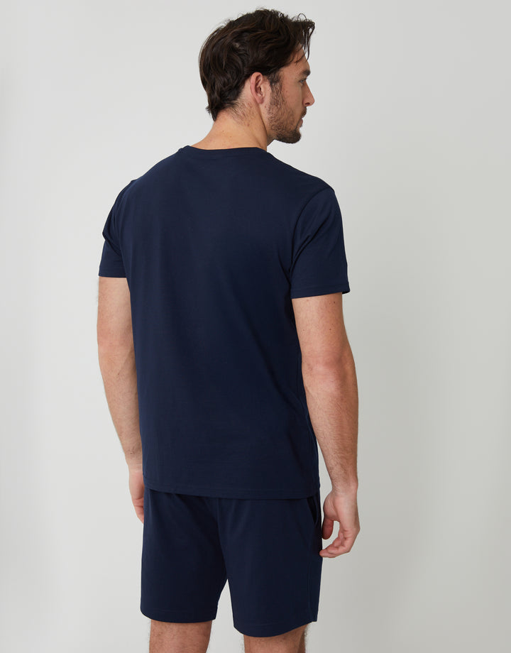 Navy Script Logo Short Lounge Set