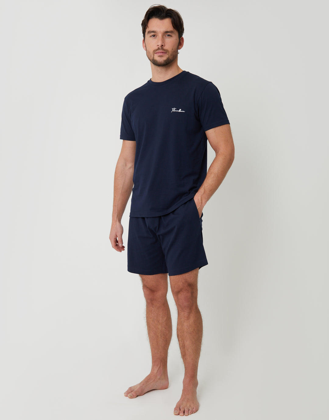 Navy Script Logo Short Lounge Set