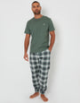 Dark Forest Green Check Textured Short Sleeve Pyjamas (2-Piece Set)