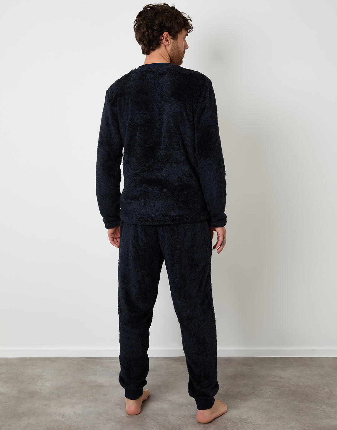 Navy Two Tone Borg Loungewear Set (2-Piece Set)