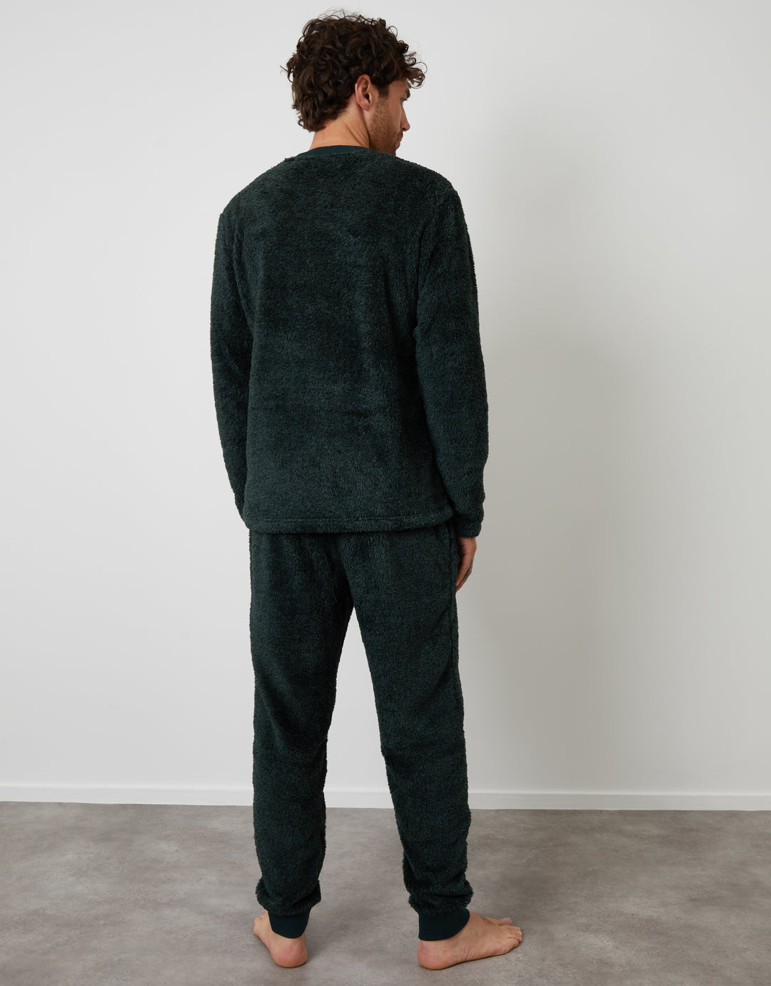 Forest Green Two Tone Borg Loungewear Set (2-Piece Set)