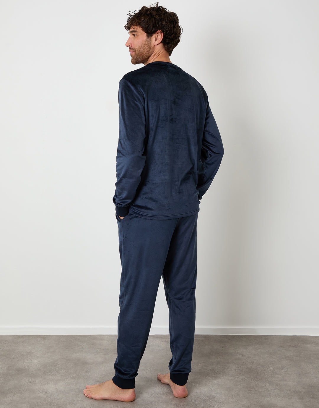 Navy Soft Touch Velour Loungewear Set (2-Piece Set)