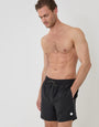 Threadbare Contrast Piping Quick Dry Swim Shorts in Black - full body
