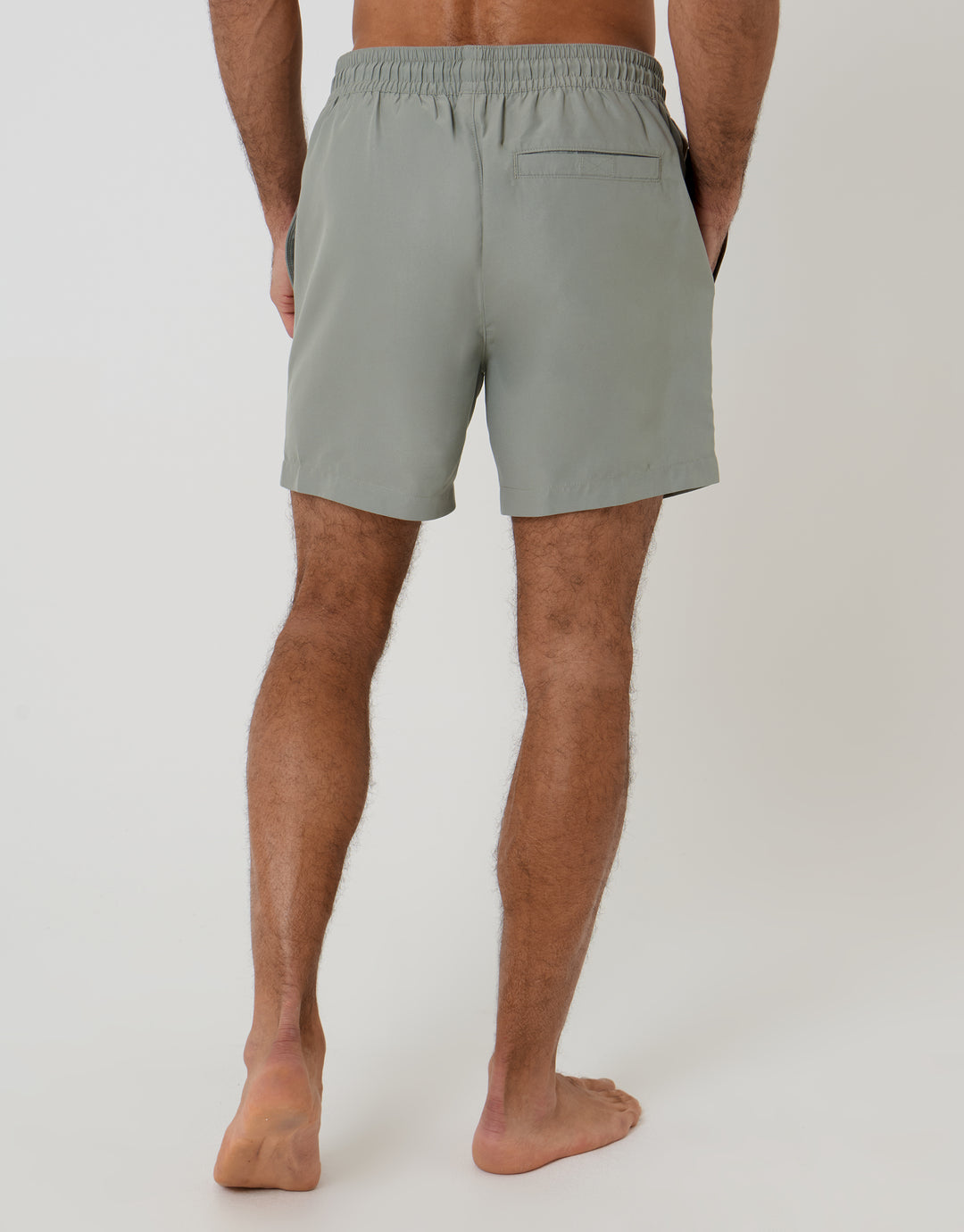 Threadbare Contrast Piping Quick Dry Swim Shorts in Sage Green - back view
