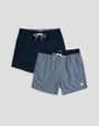 Threadbare 2 Pack Swim Shorts Set in Navy & Geo Print - flat lay
