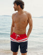 Navy & Red Boardshorts Style Swim Shorts