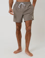 Threadbare Seersucker Swim Shorts in Taupe - front view