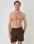 Seersucker Swim Shorts in Chocolate Brown Stripe